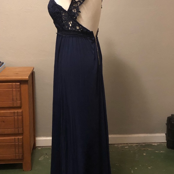 NAVY BLUE LONG DRESS - Picture 3 of 6